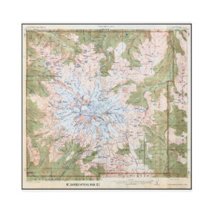 1915 MT. RAINIER TOPOGRAPHIC MAP METAL PRINT