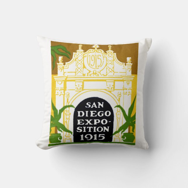 1915 San Diego Exposition Throw Pillow (Front)