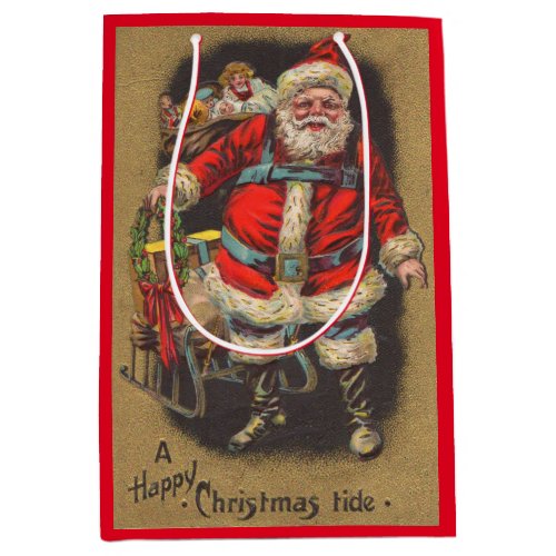 1915 Santa Claus with his sleigh and toys print Medium Gift Bag