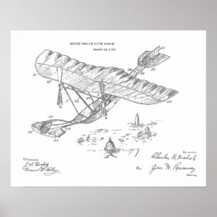 1915 Vintage Airplane Patent Art Drawing Print