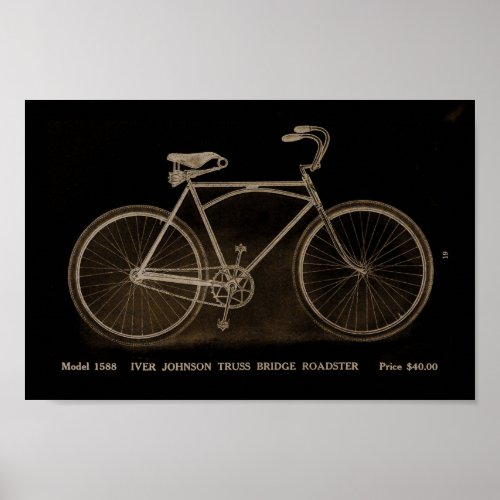1915 Vintage Iver Johnson Bicycle Ad Art Poster