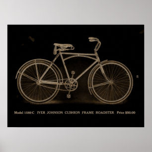 1915 Vintage Iver Johnson Bicycle Ad Art Poster