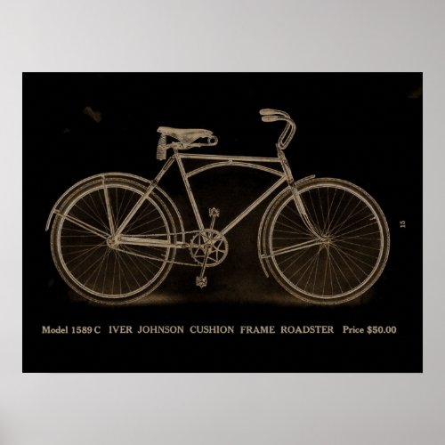 1915 Vintage Iver Johnson Bicycle Ad Art Poster