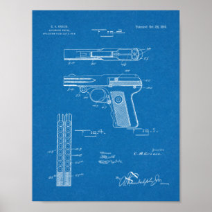 1916 Automatic Gun Patent Art Drawing Print