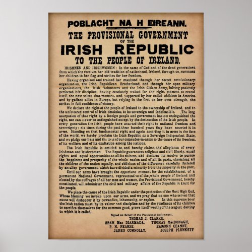 1916 Irish Proclamation _ Original Copy Poster