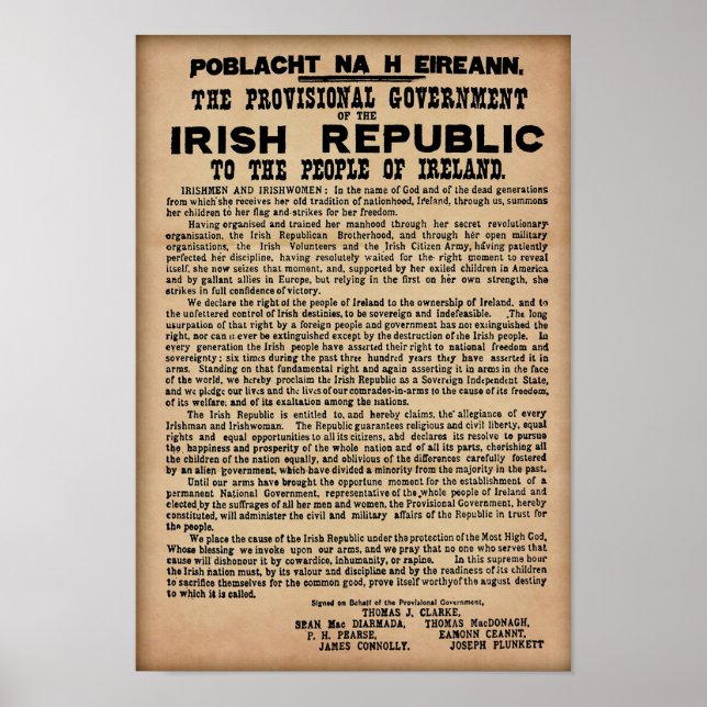 1916 Irish Proclamation - Original Copy Poster (Front)