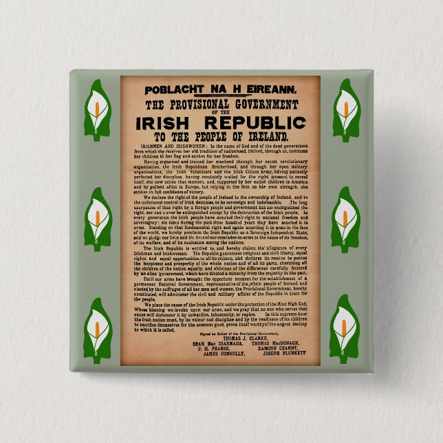 1916 Proclamation of Ireland Badge Pinback Button (Front)