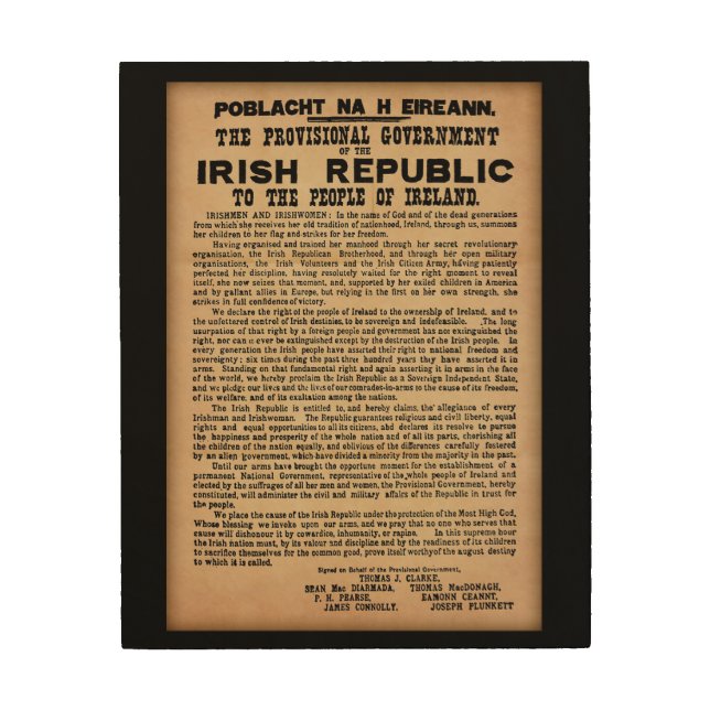 1916 Proclamation of Ireland Wooden Wall Art (Front)