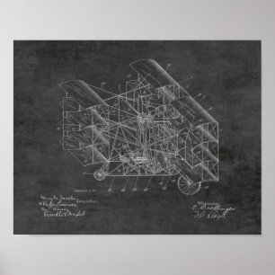 1917 Flying Machine Airplane Patent Art Drawing Poster