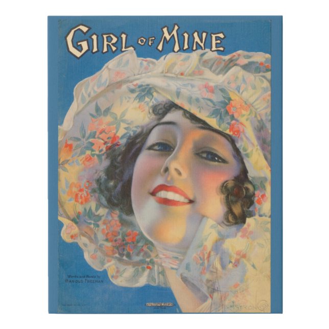 1917 Girl of Mine sheet music cover Faux Canvas Print (Front)