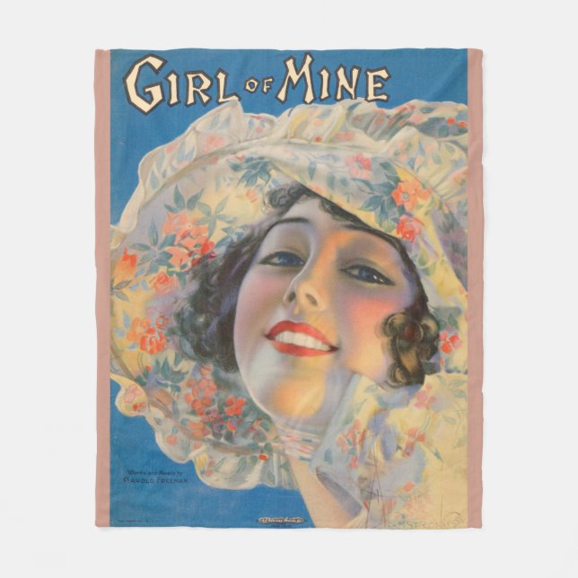 1917 Girl of Mine sheet music cover Fleece Blanket (Front)