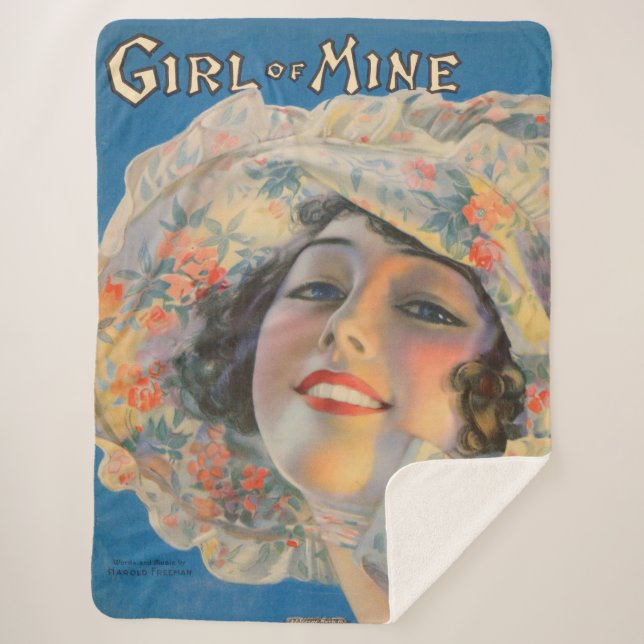 1917 Girl of Mine sheet music cover Sherpa Blanket (Front)
