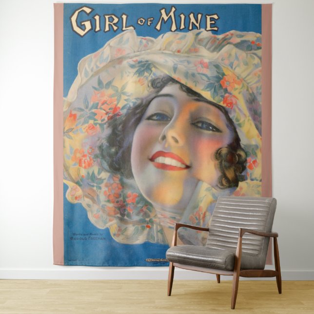 1917 Girl of Mine sheet music cover Tapestry (In Situ)