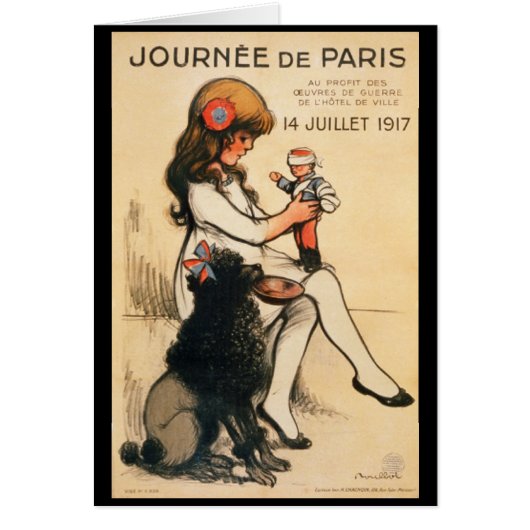 1917 Paris Child and Poodle Propaganda Poster Cards (Front)