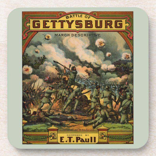 1917 The Battle of Gettysburg sheet music cover Beverage Coaster (Front)