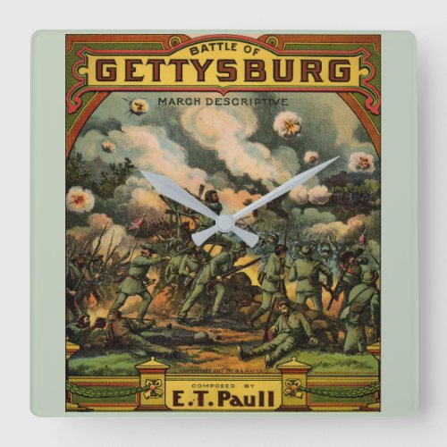 1917 The Battle of Gettysburg sheet music cover Square Wall Clock