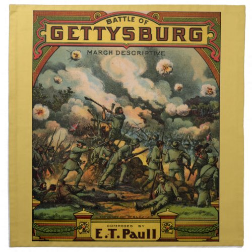 1917 The Battle of Gettysburg sheet music print Cloth Napkin