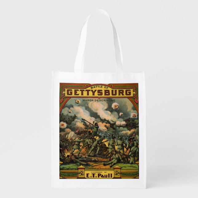 1917 The Battle of Gettysburg sheet music print Grocery Bag (Front)