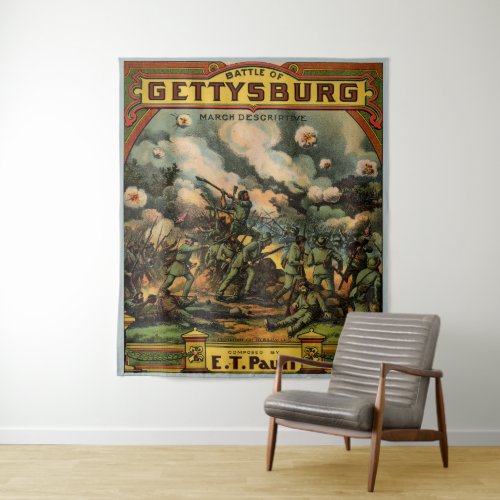 1917 The Battle of Gettysburg sheet music print Tapestry