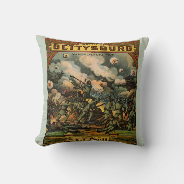 1917 The Battle of Gettysburg sheet music print Throw Pillow (Front)