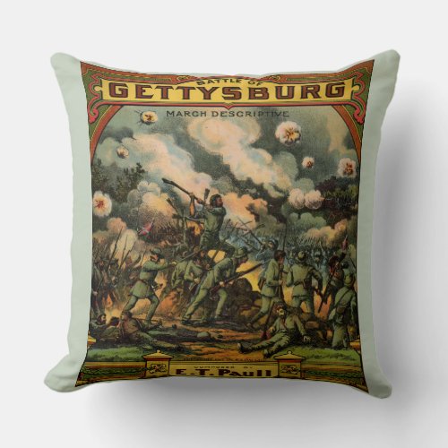 1917 The Battle of Gettysburg sheet music print Throw Pillow