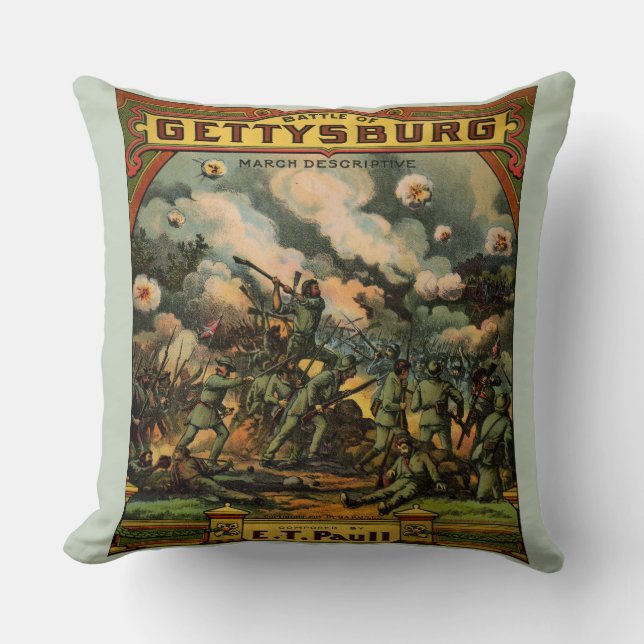 1917 The Battle of Gettysburg sheet music print Throw Pillow (Front)