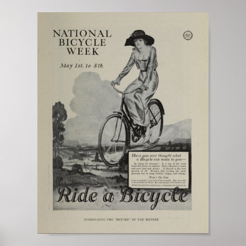 1917 Vintage Bicycle Marketing Ad Art Poster