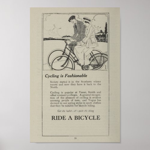 1917 Vintage Bicycle Marketing Ad Art Poster