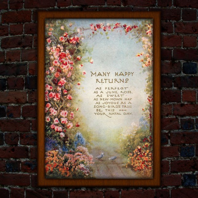1917 Vintage Floral Birthday Greeting  Poster (Creator Uploaded)