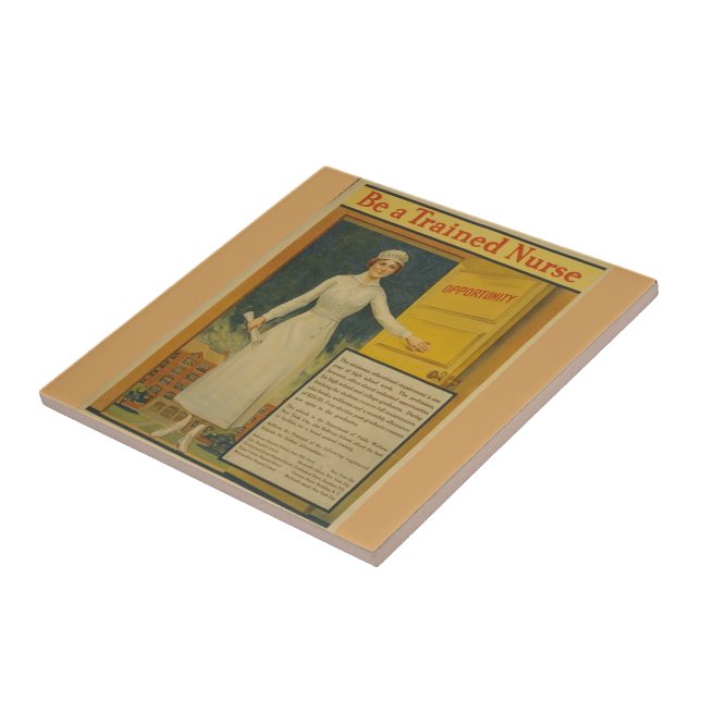 1917 WWI Poster Be A Trained Nurse -Nursing School Ceramic Tile (Side)