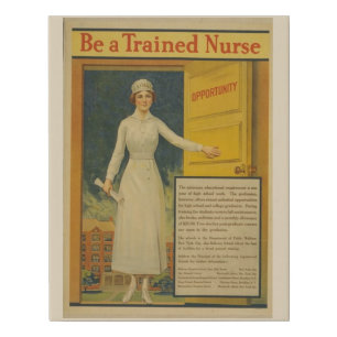 1917 WWI Poster Be A Trained Nurse -Nursing School Faux Canvas Print