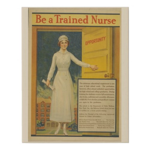 1917 WWI Poster Be A Trained Nurse _Nursing School Faux Canvas Print