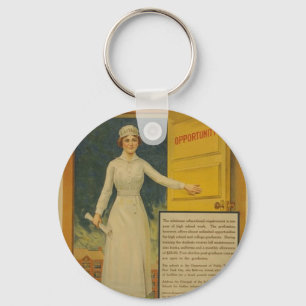 1917 WWI Poster Be A Trained Nurse -Nursing School Keychain