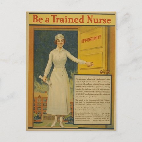 1917 WWI Poster Be A Trained Nurse Postcard