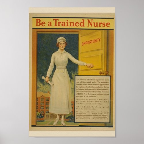 1917 WWI Poster Image Be A Trained Nurse