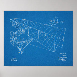 1918 Biplane Airplane Patent Art Drawing Print