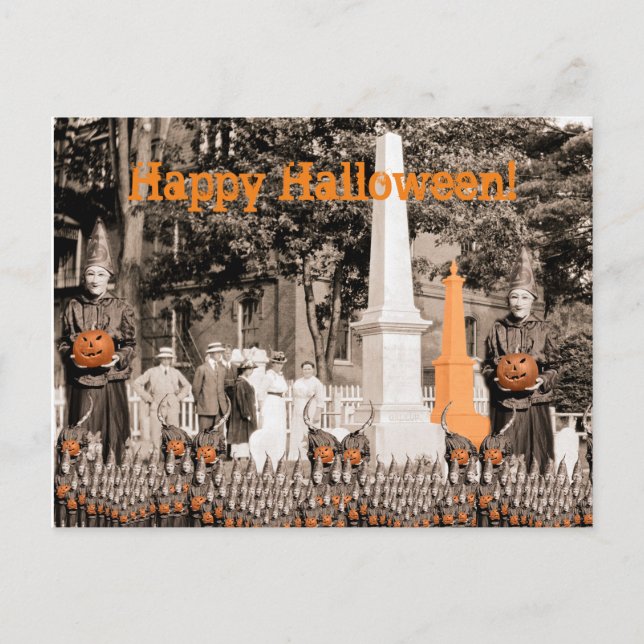1918 Cemetery Photo Halloween Witches Pumpkin Postcard (Front)