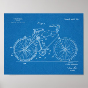 1918 Chainless Bicycle Design Patent Art Print