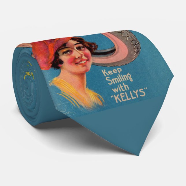 1918 Kelly Springfield tires ad Keep Smiling print Neck Tie (Rolled)