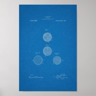 1918 Vintage Golf Ball Patent Blueprint Art Print