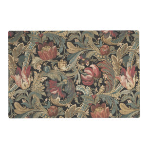 1918 Vintage Rich Floral Tapestry Brocade Damask Placemat