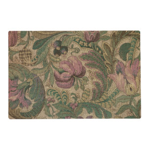1918 Vintage Rich Floral Tapestry Brocade Damask Placemat