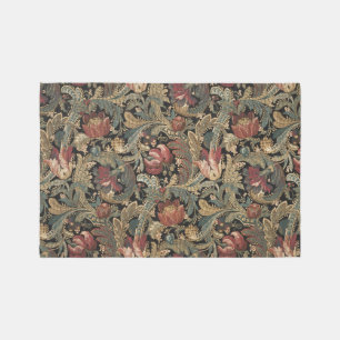 1918 Vintage Rich Floral Tapestry Brocade Damask Rug