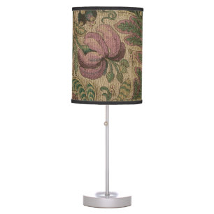 1918 Vintage Rich Floral Tapestry Brocade Damask Table Lamp