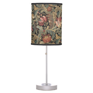 1918 Vintage Rich Floral Tapestry Brocade Damask Table Lamp