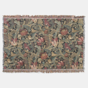 1918 Vintage Rich Floral Tapestry Brocade Damask Throw Blanket