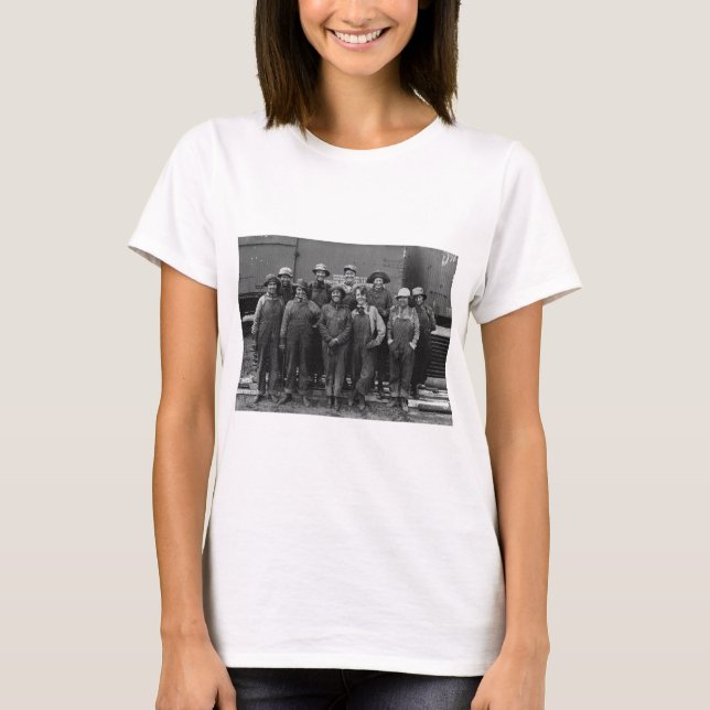 1918 Women Laborers Union Pacific Railroad T-Shirt (Front)