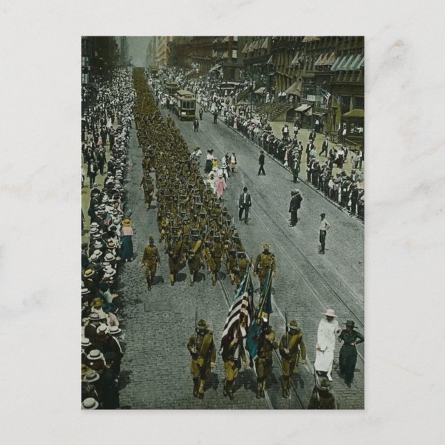 1918 WWI Parade New York City Magic Lantern Slide Postcard (Front)
