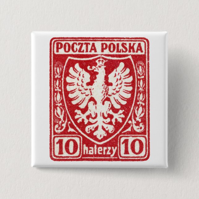 1919 10h Polish Eagle Stamp Button (Front)