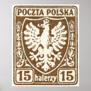 1919 15h Polish Eagle Stamp Poster
